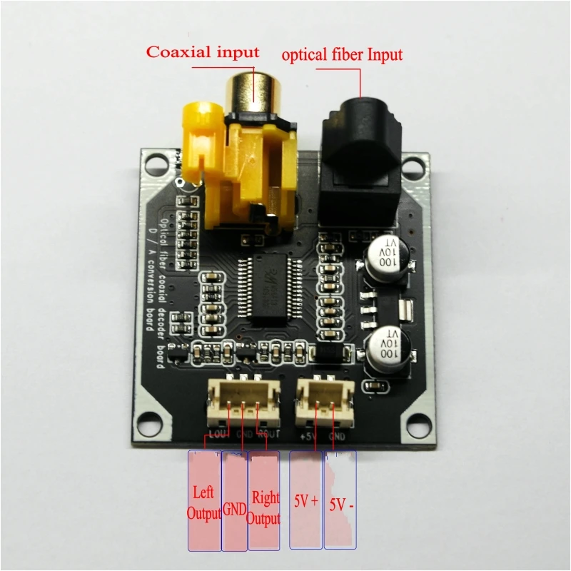 24bit 192khz DAC цифровой аудио декодер оптоволоконный коаксиальный сигнал вход стерео
