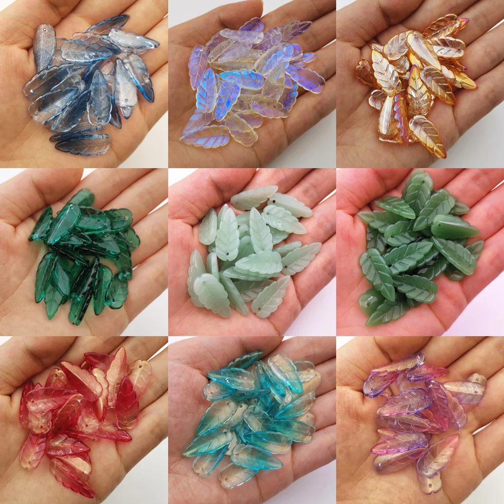 

20 Pieces 10*23m Mixed Gradient Color Czech Leaf Glass Loose Beads For Hairpin Jewelry Making Handmade Diy Accessories Finding