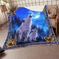 wolf fleece blanket 3d all over printed blanket wearable blanket adults for kids warm sherpa blanket drop shipping 02