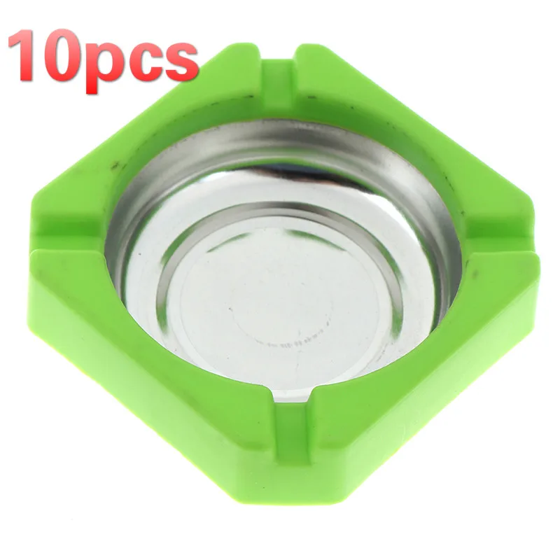 

10pcs Home Ashtray Plastic Stainless Steel Square Edging Ashtray Accessories Home Office Advertising Cigarette Tool