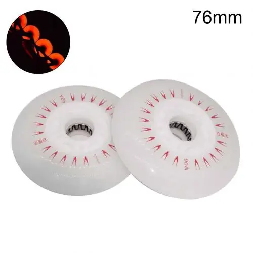 Red 76mm Комплект из 2 предметов, детская одежда на рост 80, 76/72 мм встроенный Инлайн ролики с расположением колес колесики Скорость кататься на коньках светодиодный Раздвижные каток мигающий светильник крутящихся колесиках - Цвет: Red 76mm