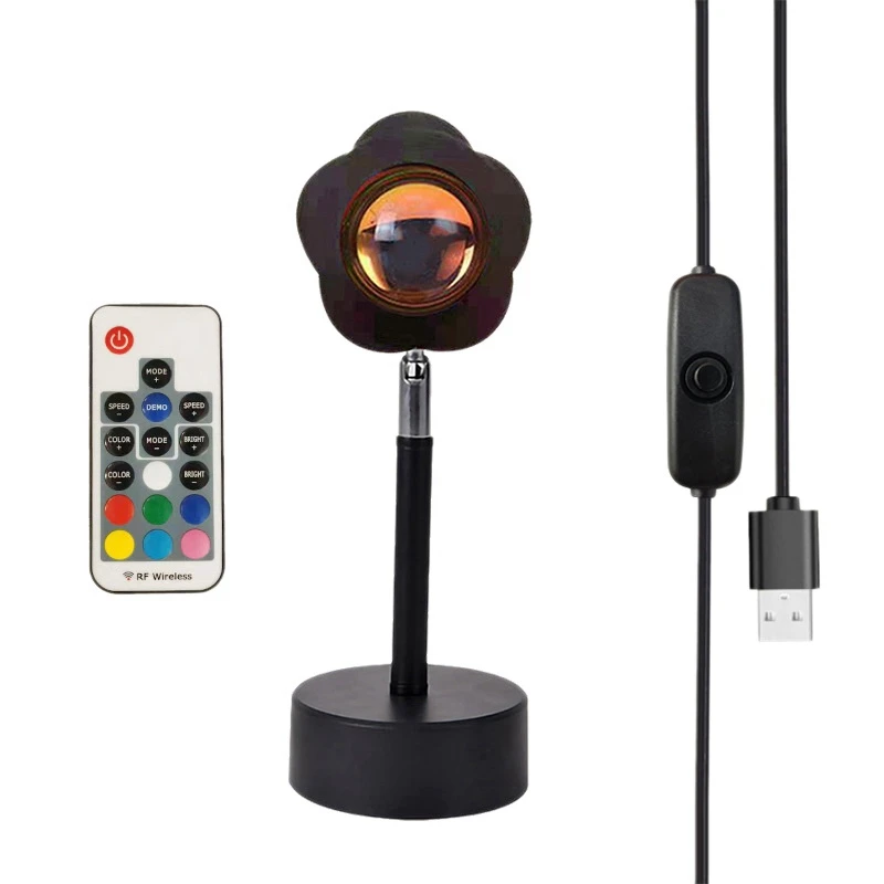 

RGB Проекция заката атмосфера проектор с дистанционным управлением, USB-лампы для фотосъемки для спальни и студии