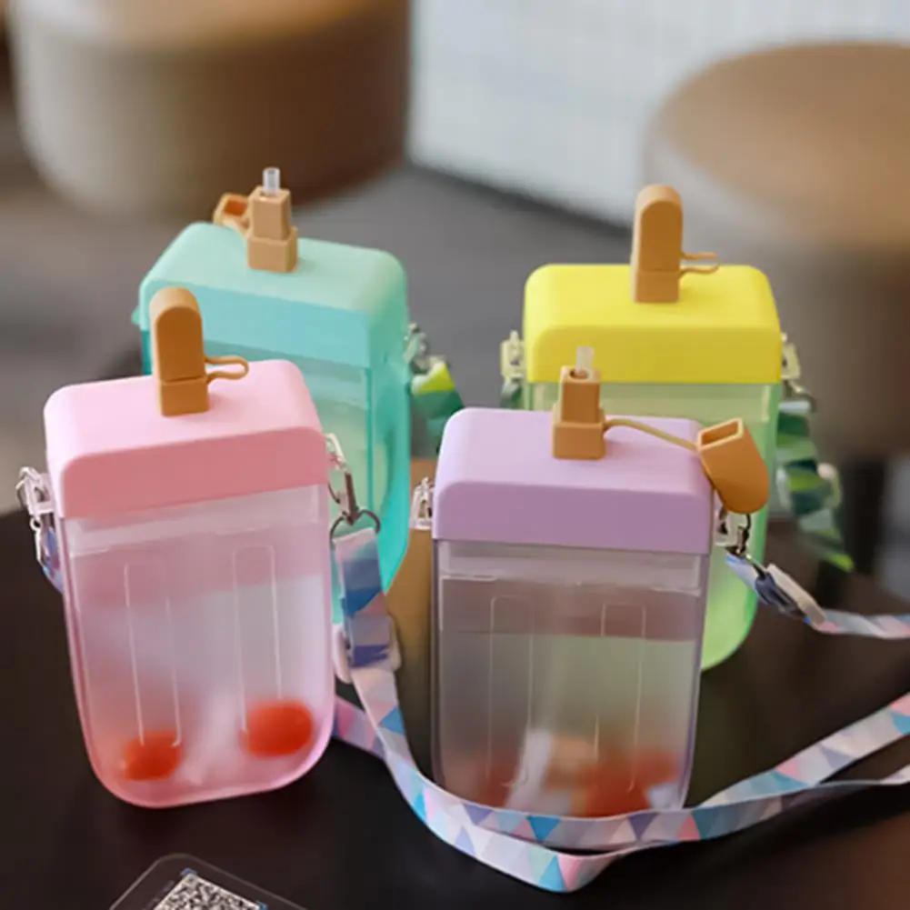 

300ml Cute Straw Cup New Plastic Water Bottle Outdoor Transparent Juice Drinking Cup Creative Student Mug for Adult Children