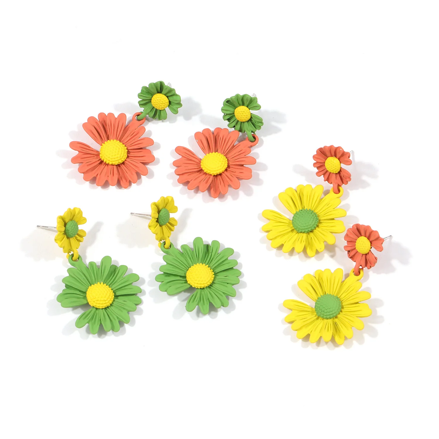 

SEVENSTONE 3 Color Clay Cute Daisy Drop Dangle Earrings for Women and Girls Gift Box Trendy Sunflower Tassel earring