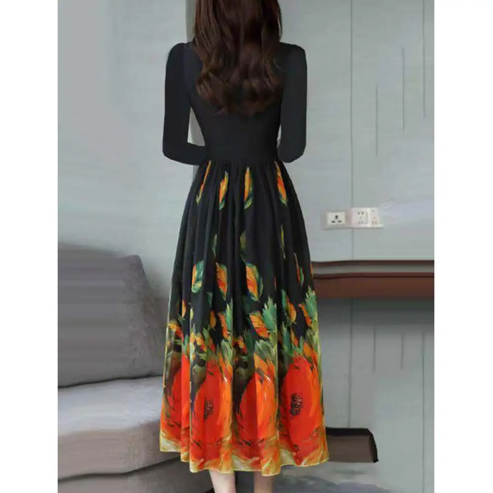 GloryStar женское модное платье с рукавом три четверти и О-образным вырезом масляная