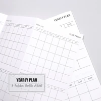 5 sheets yearly planner monthly schedule refill papers a5 a6 three fold refills for 6 hole binder organizer notebook papers