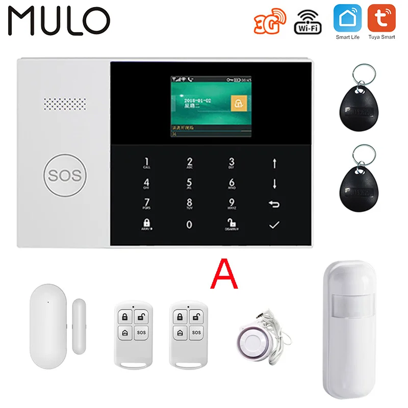 

433MHz Wireless Tuya WIFI 3G GSM Home Burglar Security Alarm System With Smoke Detector Sensor SOS Button Anti-theft Kits