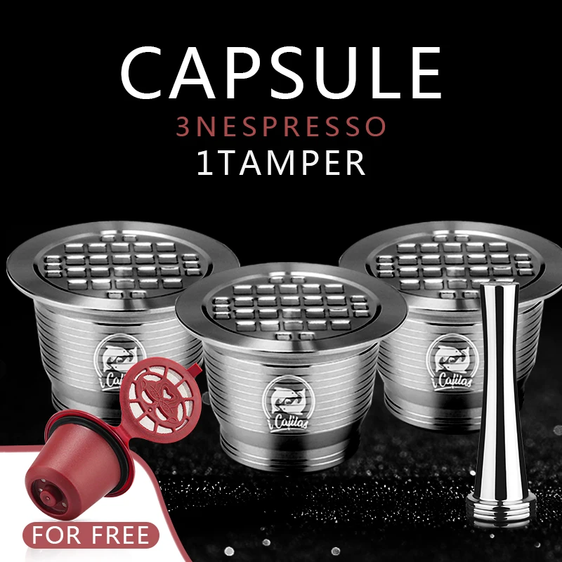 ICafilasNespresso Cápsula de Metal de acero inoxidable Compatible con la máquina Nespresso cápsula reutilizable recargable de café