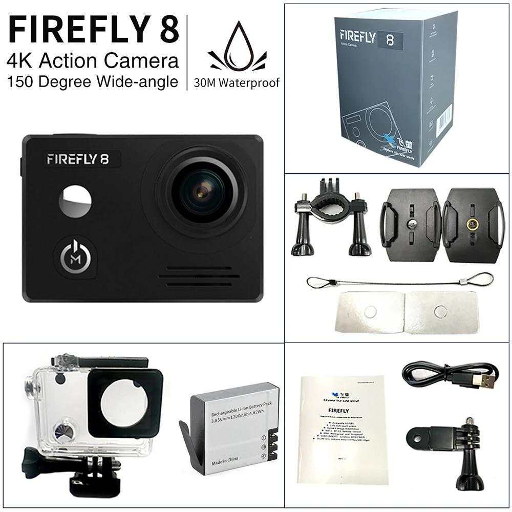 

Hawkeye Firefly 8 WIFI FPV 4K Action Camera 150 Degree Wide-angle Sports Camera 30m Waterproof Anti-shake Recording