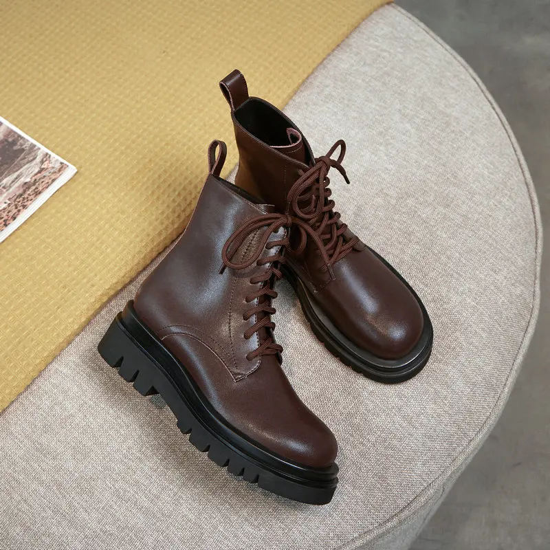 

2020 The High Quality Women Ankle Boots Genuine Leather Women Boots New Casual Shoes Woman Winter Warm High Heels Boots