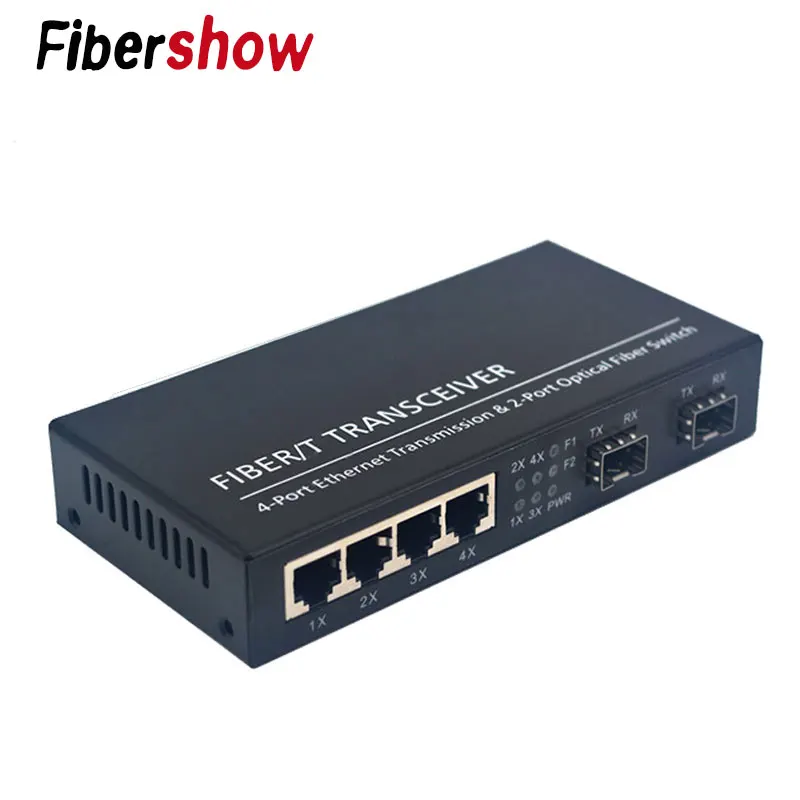 Гигабитный Ethernet коммутатор волоконно оптический медиаконвертер 4 RJ45 2 SFP 10/100/1000 M