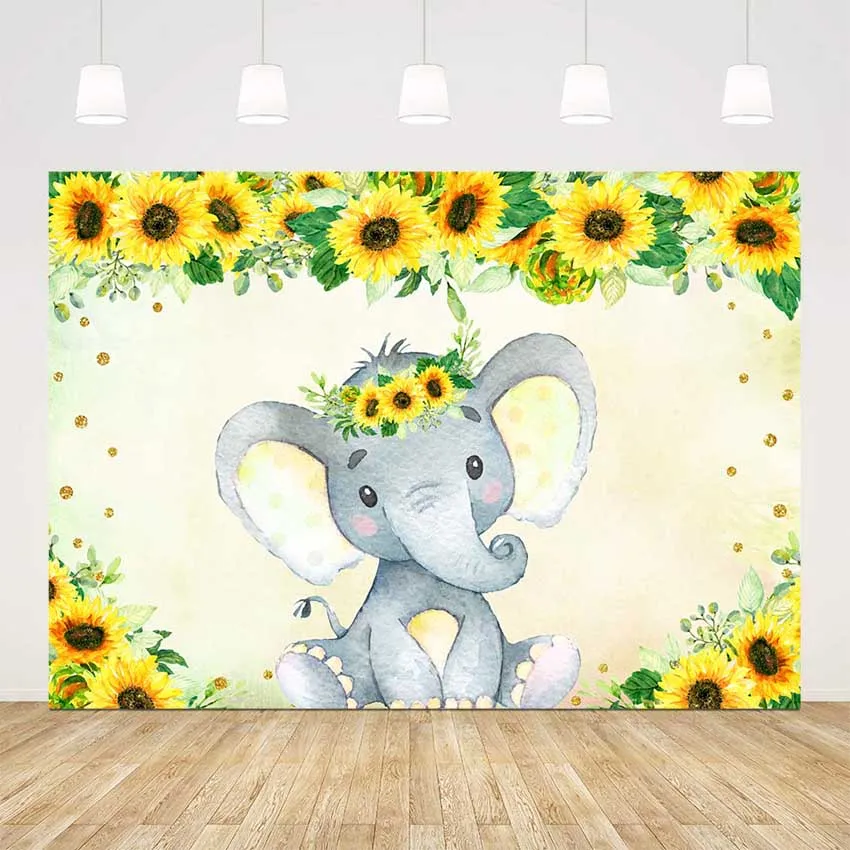 Подсолнечника слон фон baby shower вечерние украшения объявление о поле ребенка для