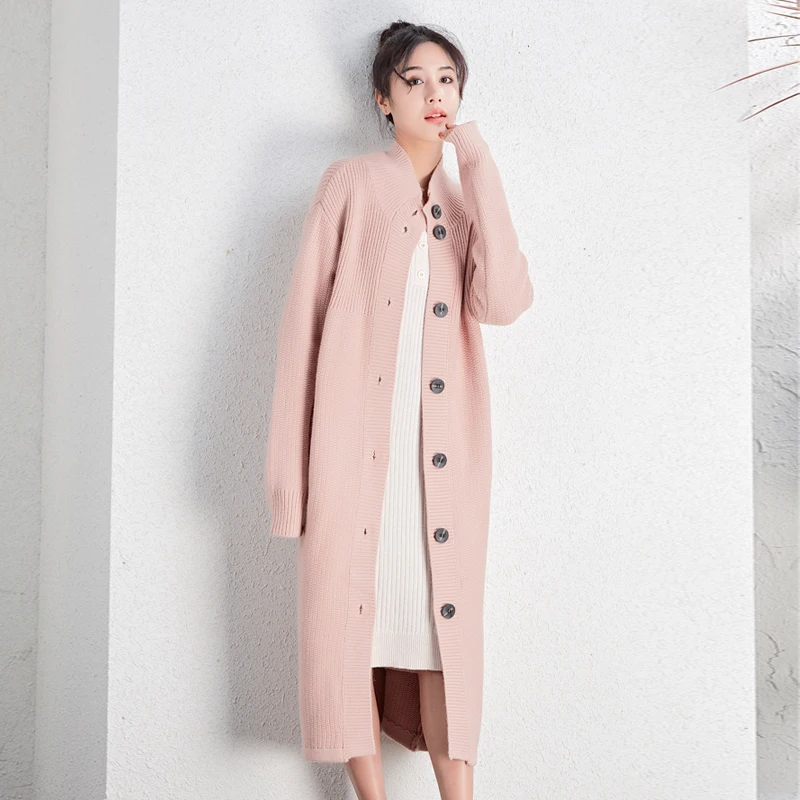 Winter sweater women's new loose casual long trend Korean solid color simple personality fashion large size cardigan jacket 546 |