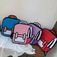fashion unisex 2d drawing backpack cute cartoon school bag comic bookbag for teenager girls boys daypack travel rucksack bag