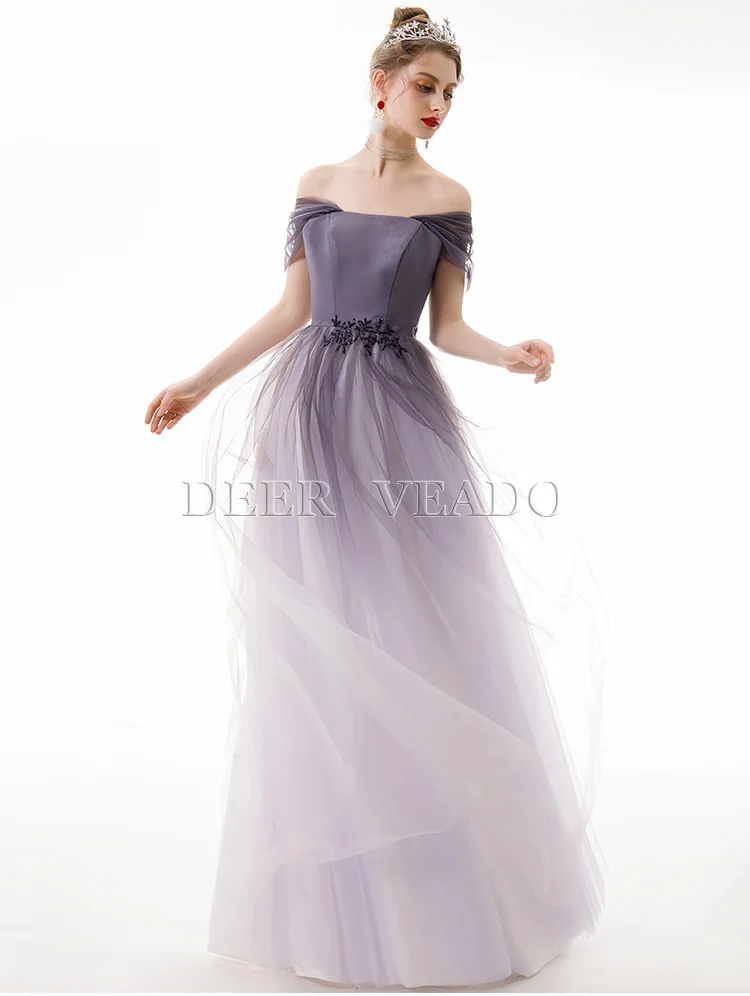 DEERVEADO Robe De Soiree линия открытая спина бисерное вечернее платье длинное официальное вечернее платье Тюль элегантное вечернее платье YS456