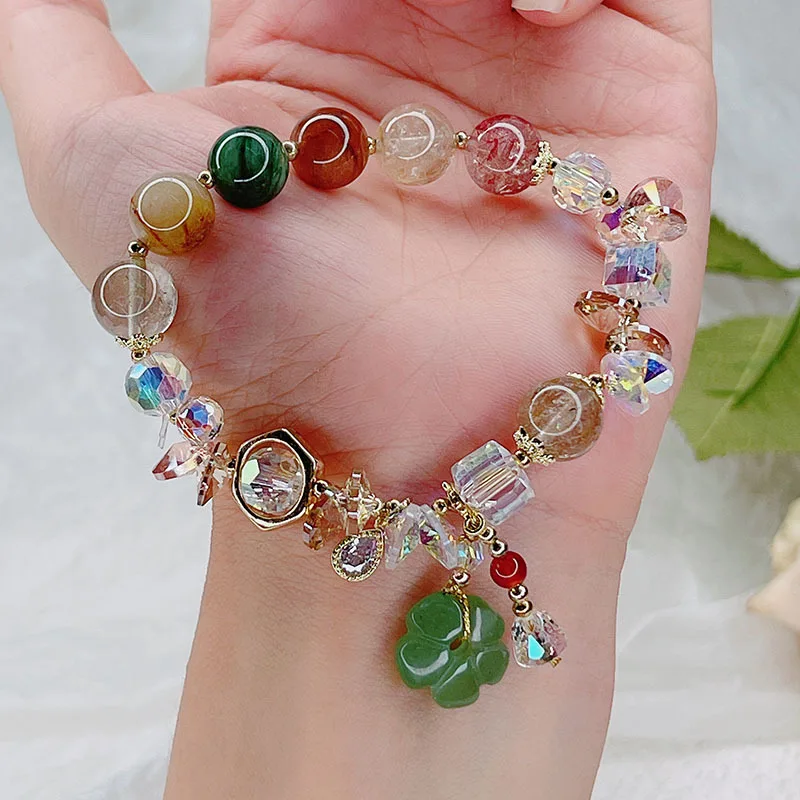 

Retro Color Crystal Ethnic Style Natural Stone Bracelets Women Jewelry