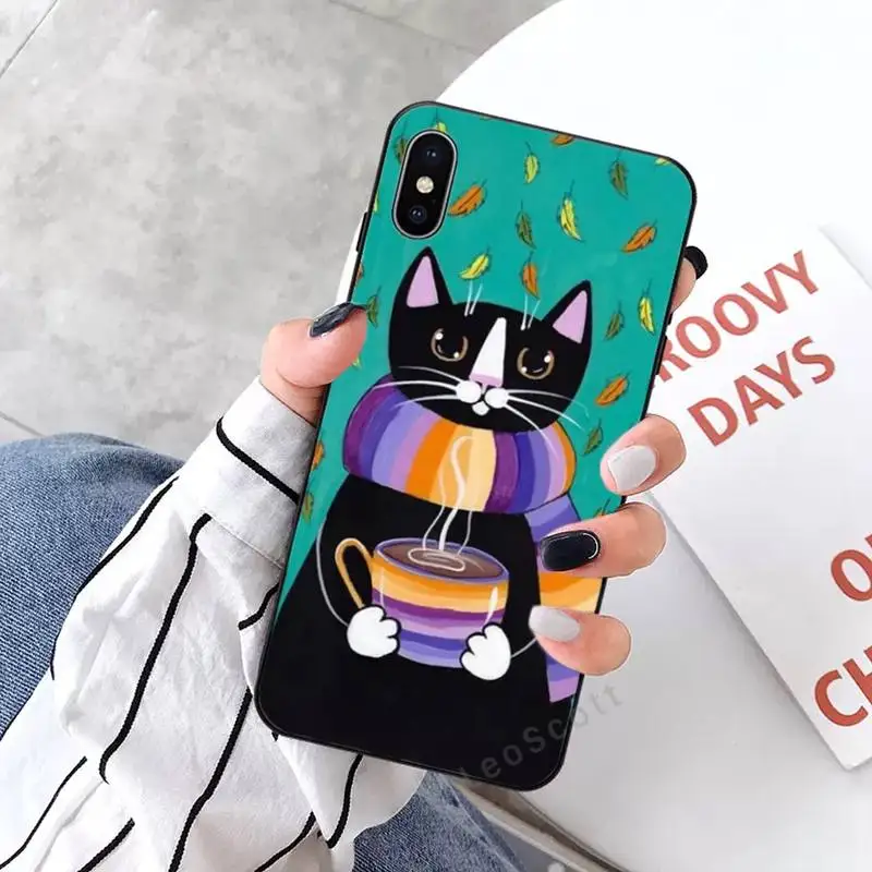 

Cute Latte Acrylic Coffee Milk Drink Bottle Cat Phone Case for iPhone 11 12 mini pro XS MAX 8 7 6 6S Plus X 5S SE 2020 XR