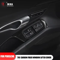 2pcs auto window lifter switch control button frame panel interior decoration sticker carbon fiber cover product for porsche 718