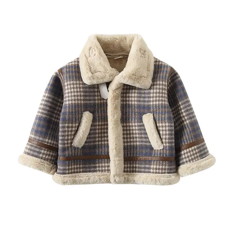 

Children's Winter Clothing Plus Fleece Jacket Boys Baby Foreign Style Jacket Thick Warm Woolen Coats for Children