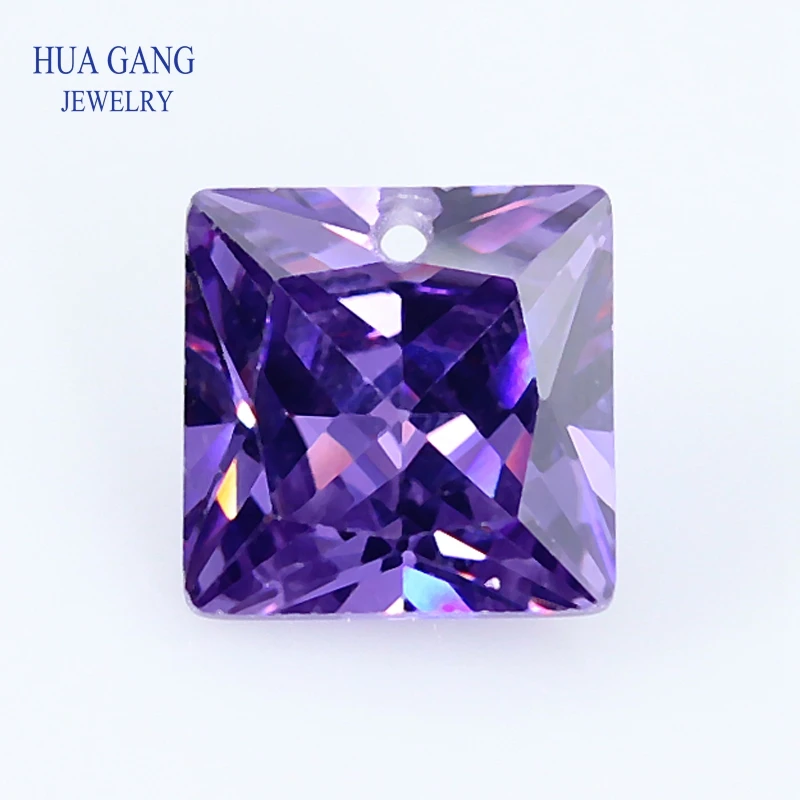 

Single Hole AAAAA Square Shape Purple Cubic Zirconia Stone For Jewerly Making 4x4~12x12 High Quality