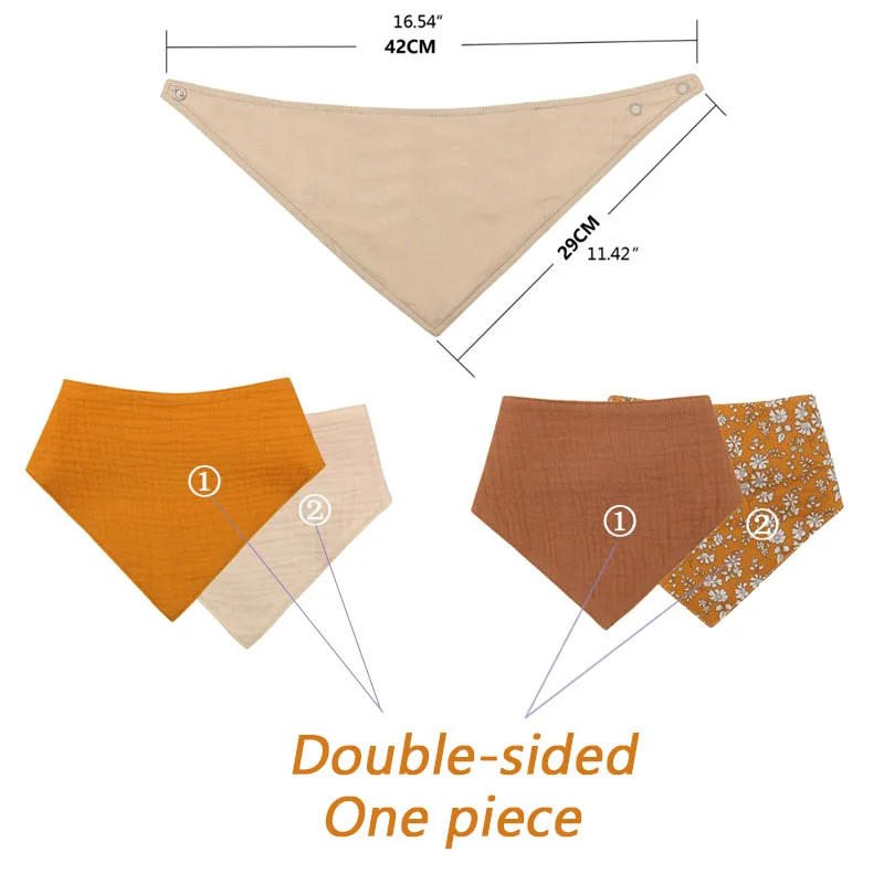 

1 Pc Baby Bibs Cotton Accessories Newborn Solid Color Snap Button Soft Triangle Towel Feeding Drool Bibs
