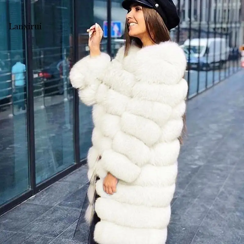 Женское длинное пальто из искусственного меха с леопардовым принтом | Женская