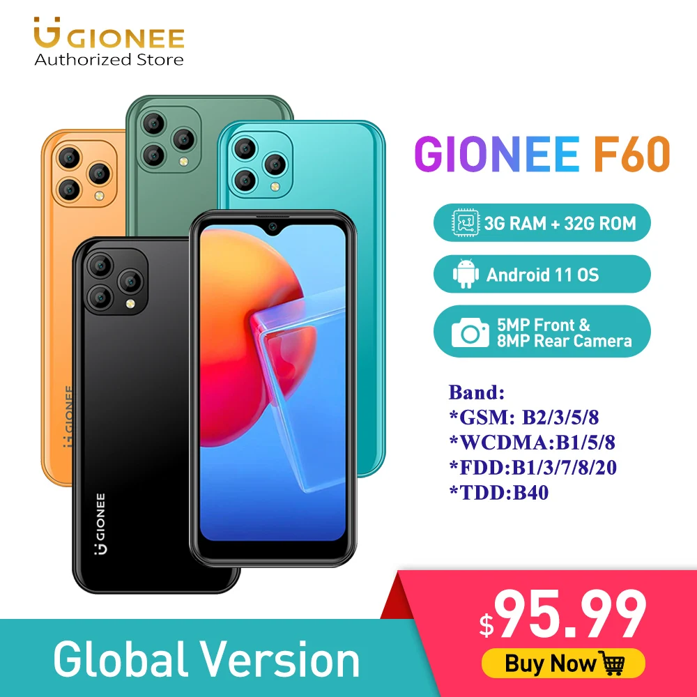 Смартфон GIONEE F60 экран 6 088 дюйма Android 11 4 ядра 3G 32G камеры 5 Мп + 8 сотовый телефон |