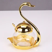korean swan sugar cup swan seasoning pot box metal creative swan with spoon home daily fashion creative
