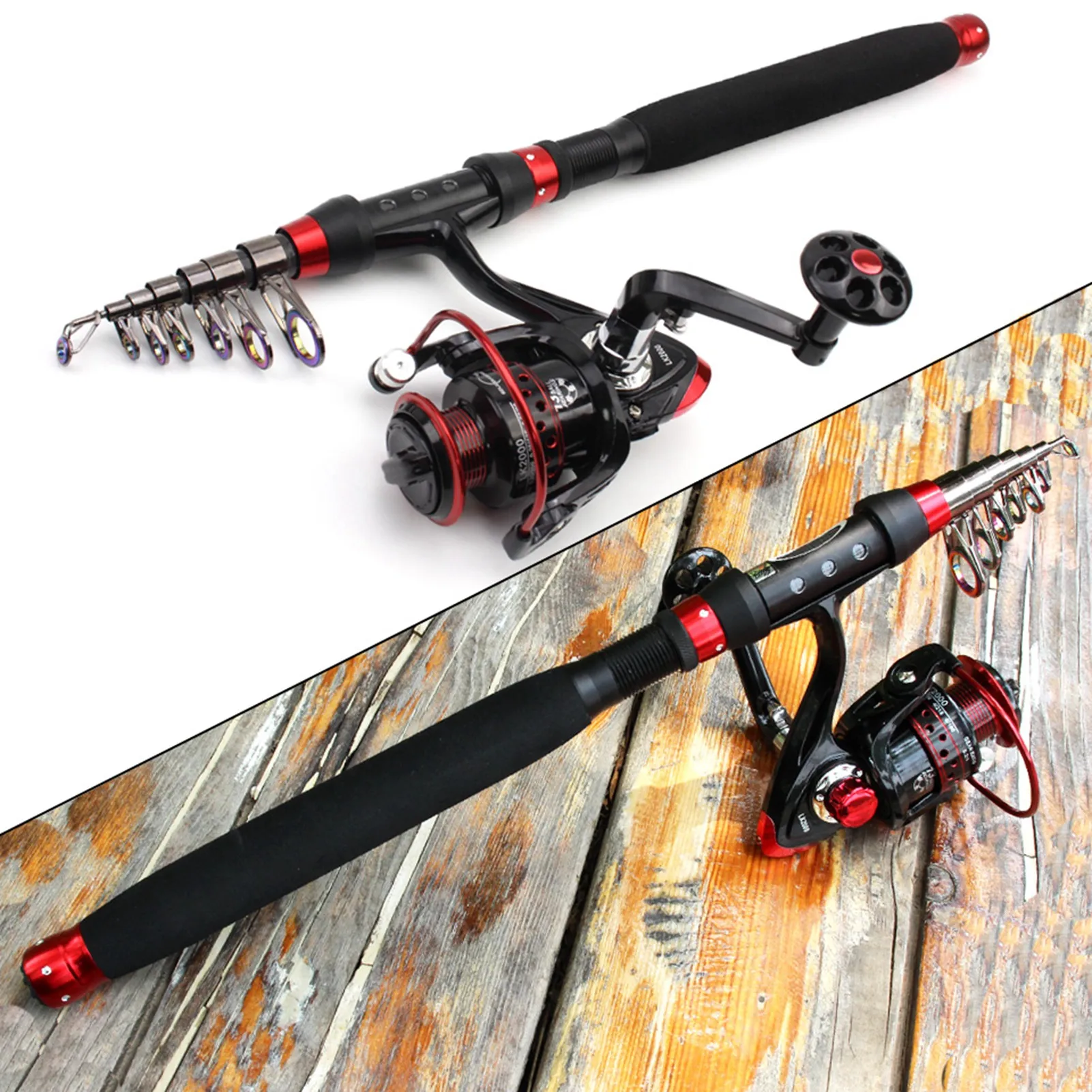 

1.8m-3.0m Carbon Fiber Telescopic Fishing Rod Portable Spinning Rod and Spinning Reel set vara de pesca com molinete pesca