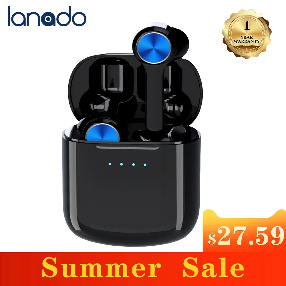 Lanado 2020 новые беспроводные наушники TWS Bluetooth с зарядным чехлом - Цена: 3 976,36 руб.