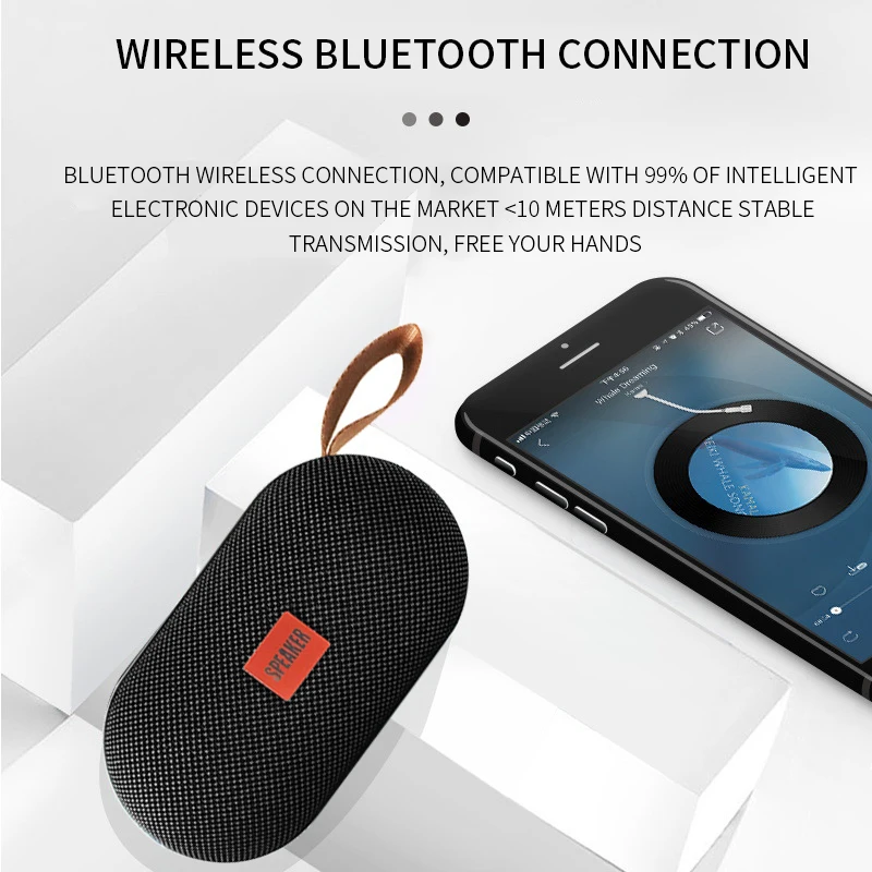 Мини Bluetooth Колонка T7 с кольцом Портативная Беспроводная колонка громким звуком 3D