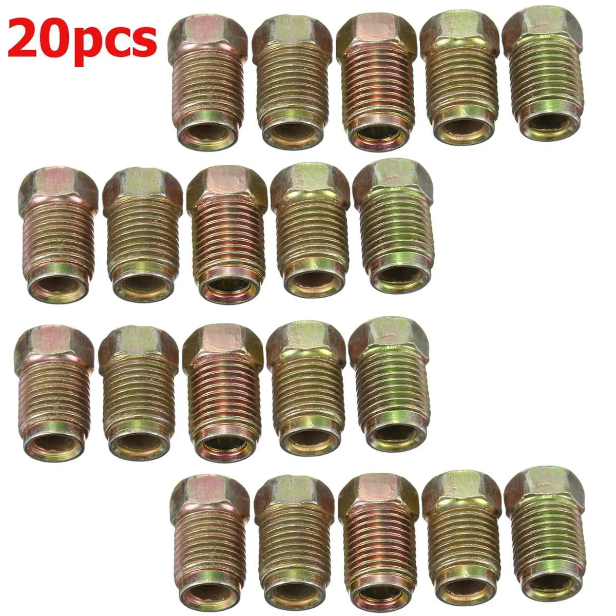 20pcs 10pcs t 10mm x 1mm Male Short Brake Pipe Screw Nuts for 3/16 Inch Metric Braking Tubes