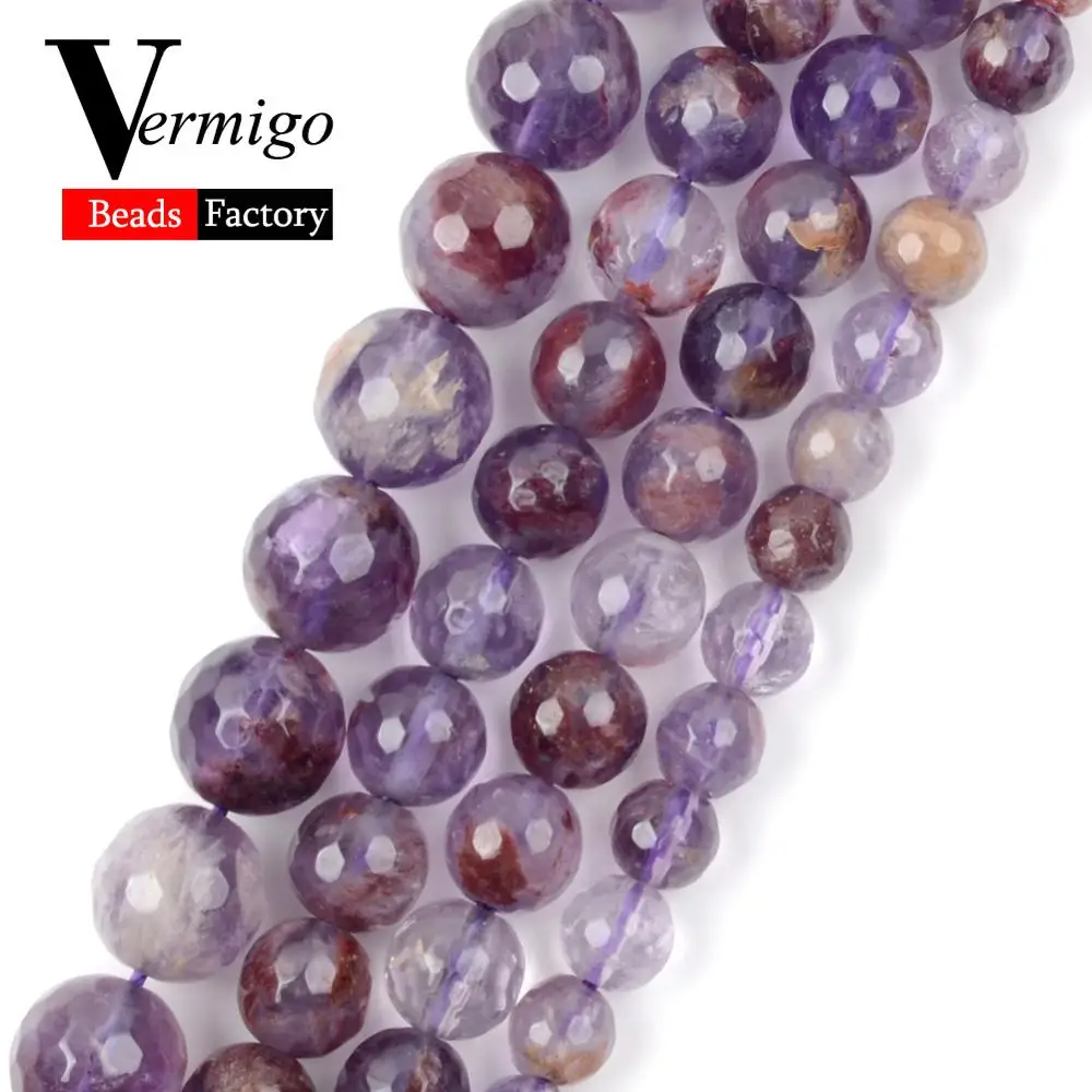 Бусины из натурального камня AAA граненые фиолетовые минералы с привидениями