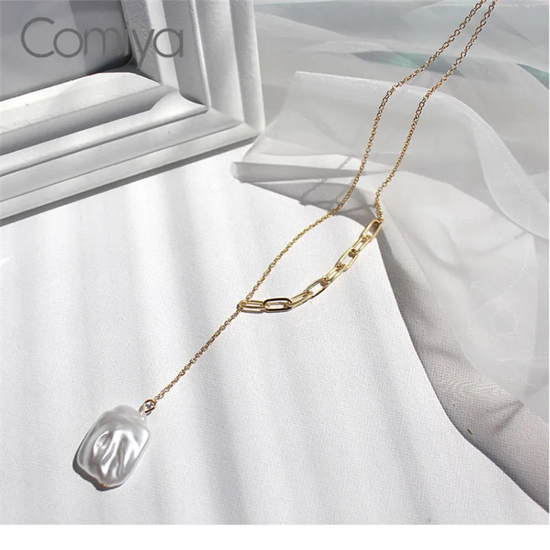 Ожерелье Comiya корейская бижутерия длинные Звенья из цинкового сплава акриловые