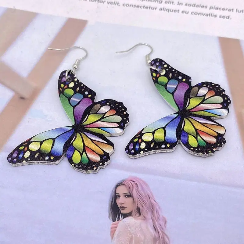 

5 Pairs PU Leather Butterfly Drop Earrings Kit Stainless Steel Hook Butterfly Statement Earrings Fashion Jewerly Women