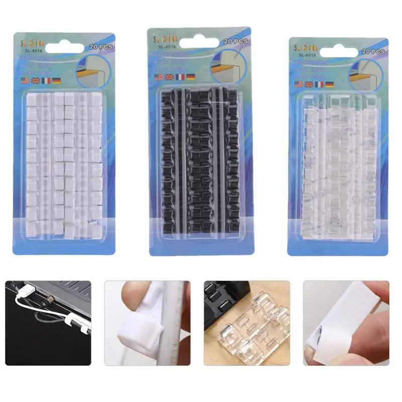 120 PCS Cable Holder Cord Organizer Self-adhesive Desktop Cord Clip Accessory