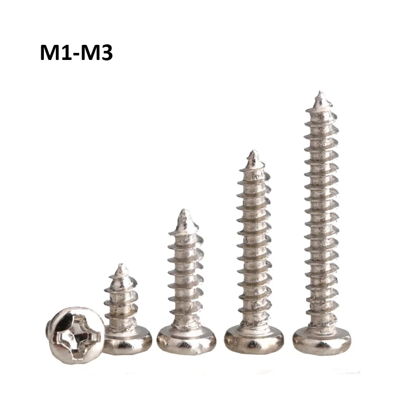 

M1-M3 Phillips Pan Head Self Tapping Screws Nickel Plated Cross Recessed Round Head Self-Tapping Bolts Furniture Wood Screw