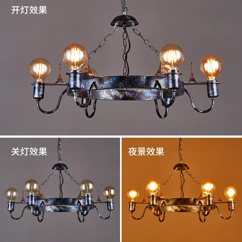 Loft industrial style decorative iron six chandeliers personality retro living room dining lamps | Лампы и освещение