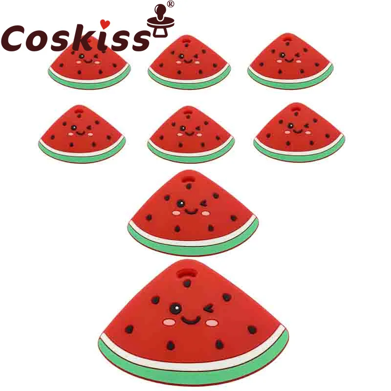 Coskiss Watermelon Silicone Baby Beads Cartoon Fruit DIY Pacifier Virtual Sensory Jewelry Gift Toy Accessory Teething Bead