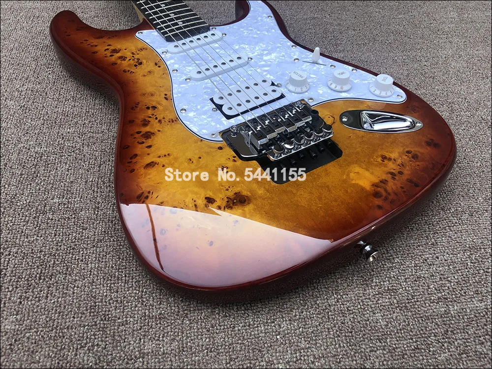 2020 hohe qualität elektrische gitarre floyd rose elektrische gitarre mahagoni korpus mit baum narbe abdeckung top freies verschiffen free glo