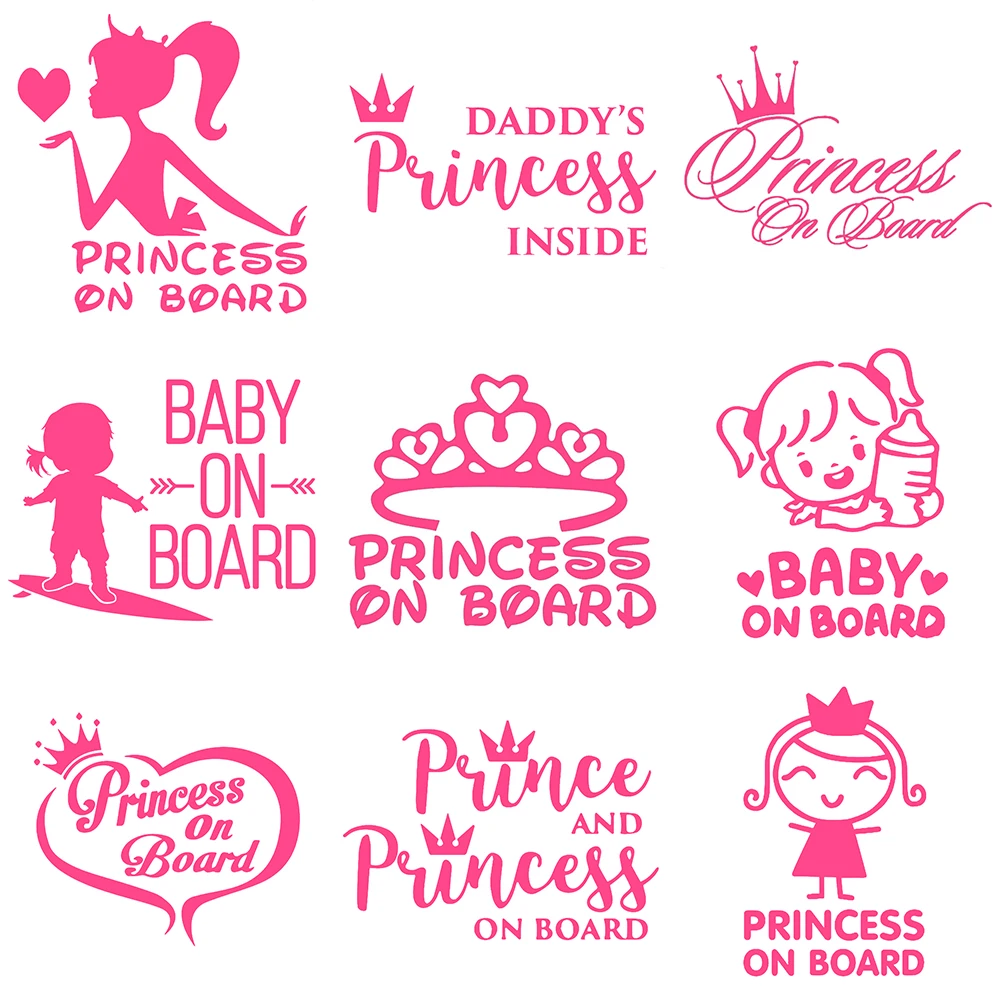 

Jptz17.8cm-14.5cm Princess car sticker baby girl pink fun Sticker Car Vinyl Car Sticker 3D car shape cover scratch JP