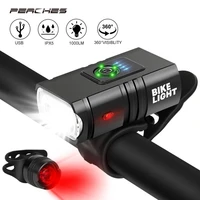 t6 led bicycle light set 10w 1000lm usb rechargeable power display bike headlight taillight luz bicicleta bike accessories