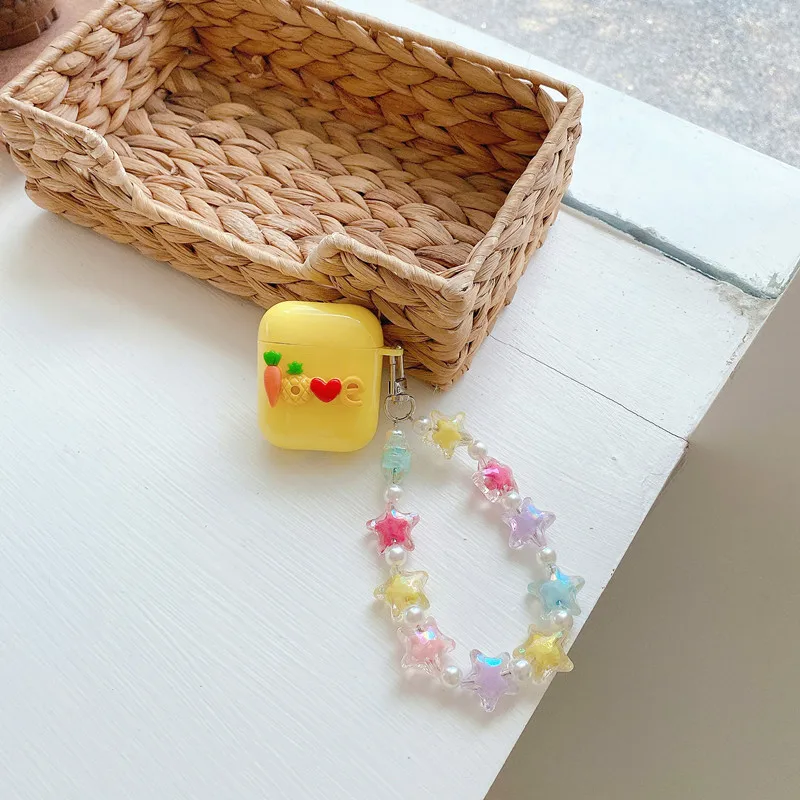 Милый жемчужный браслет оболочка брелок карамельные цвета мультяшный узор чехол