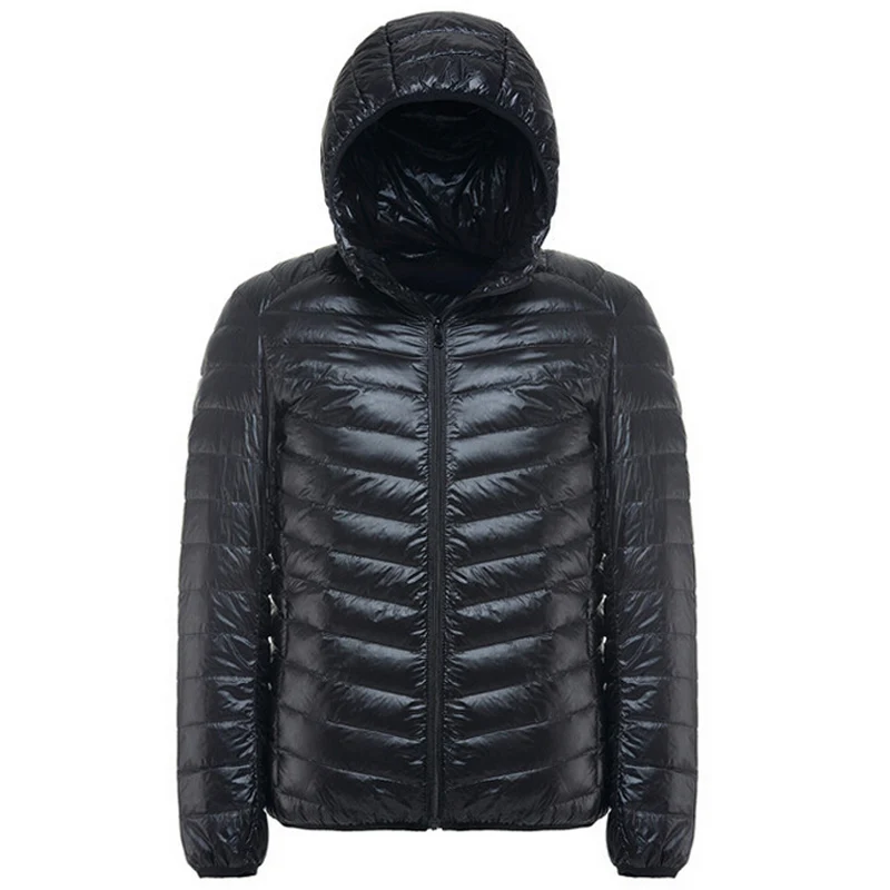 hooded black Куртка-пуховик на 90% белом утином пуху, новинка года, Сверхлегкий мужской зимний пуховик, верхняя одежда, пуховики, непромокаемые пальто - Цвет: hooded black