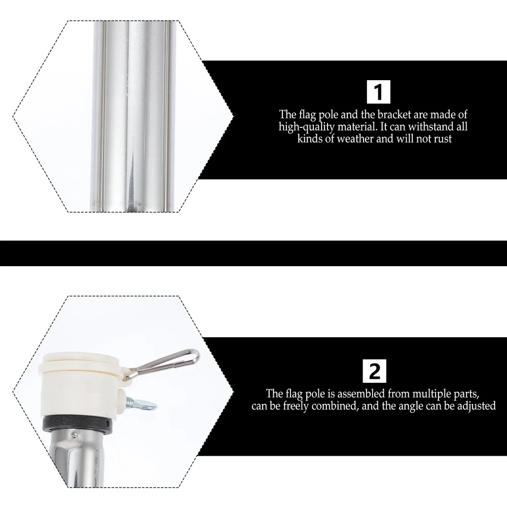 

1 Set 6ft Flagpole with Flag Pole Base Rack Wall Adjustable Flag Pole Kit