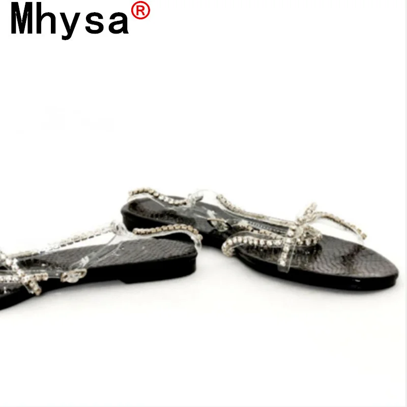 

2021 Fashion Women's Shoes Summer Sandals Flat Shoes Comfortable Open Toe Sexy Beach Shoes Women's New Rhinestone Pu Sandals