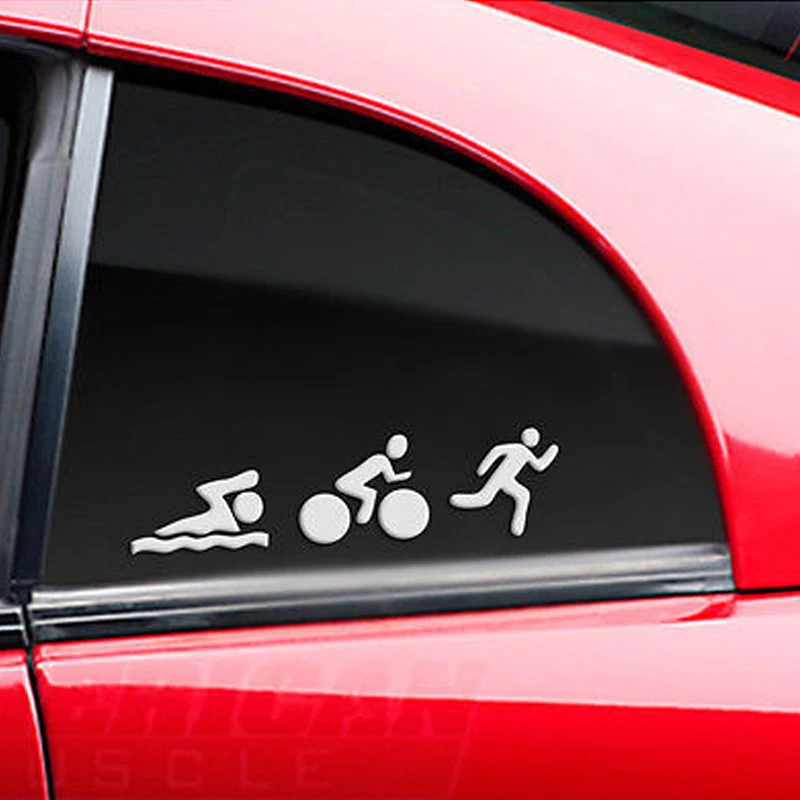 Автомобильная наклейка для триатлона на окно плавания велосипеда бега марафона