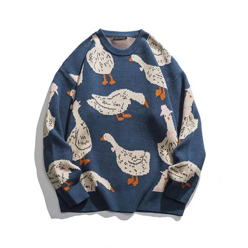 

2021 Winter Sweaters And Pullovers Women/Men Goose Jacquard Sweater Casual Loose Kintted Sweater For Women/Men Couple Pullovers