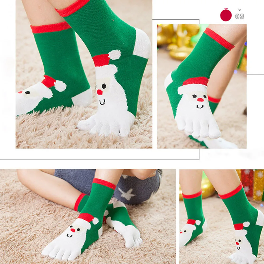 Рождественские носки унисекс с принтом Разноцветные пальцами женские пятью