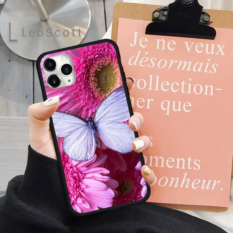 

Flowers butterflies Phone Case for iPhone 11 12 pro XS MAX 8 7 6 6S Plus X 5S SE 2020 XR